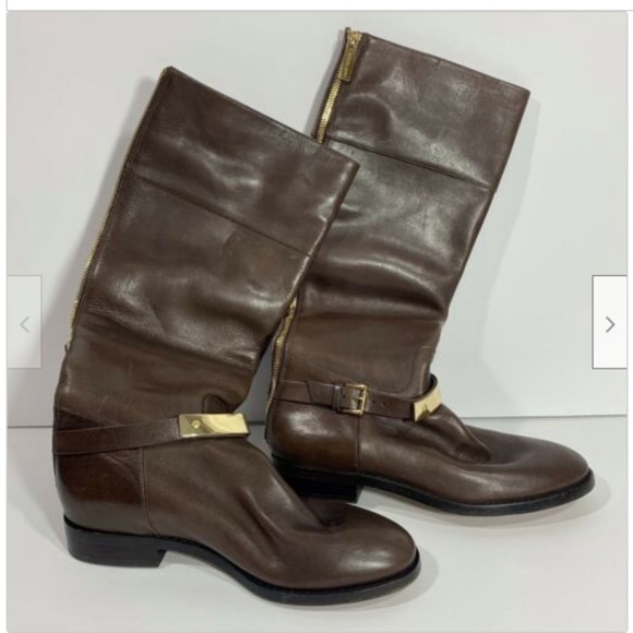 Michael Kors Brown Leather Riding Knee Tall Boots - Picture 1 of 5